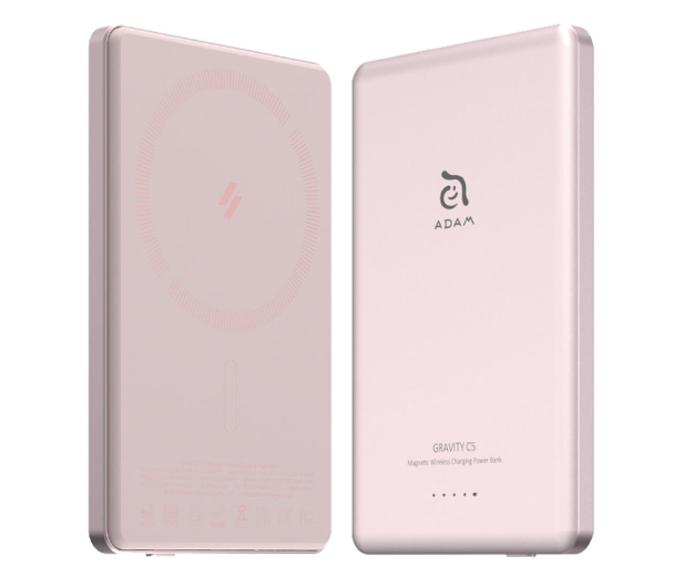 Adam Elements Gravity C5 Magnetic Wireless (Ultra Slim) 5000mAh różowy - 1238457 - zdjęcie 3
